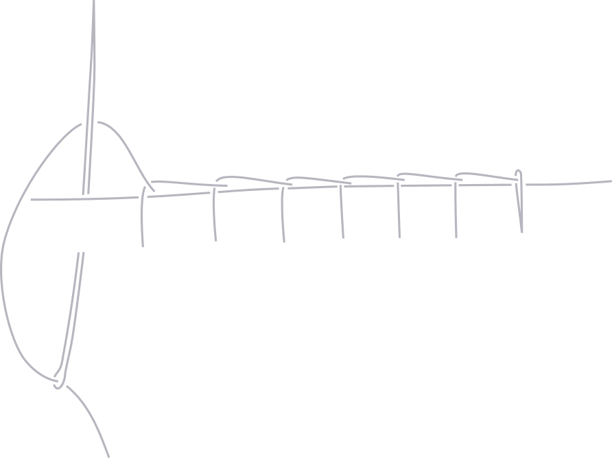 Sichern einer Kante mit Festonstichen. Tomedi Textilrestaurierung